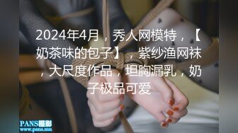 2024年4月，秀人网模特，【奶茶味的包子】，紫纱渔网袜，大尺度作品，坦胸漏乳，奶子极品可爱