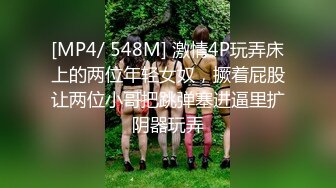 [MP4/ 548M] 激情4P玩弄床上的两位年轻女奴，撅着屁股让两位小哥把跳弹塞进逼里扩阴器玩弄