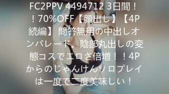 FC2PPV 4494712 3日間！！70%OFF【顔出し】【4P続編】 問答無用の中出しオンパレード。陰部丸出しの変態コスでエロさ倍増！！4Pからのじゃんけんソロプレイは一度で二度美味しい！